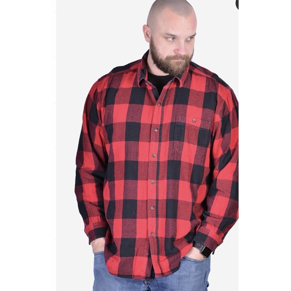 Blue Mountain Men's XLT Flannel Shirt Red Black Buffalo Plaid Long‎ Sleeve